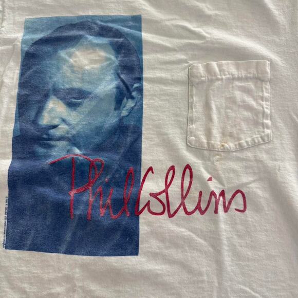 Vintage Phil Collins White Tee - Fruit of the Loom  T-Shirt – XL - Single Stitch - Picture 2 of 8